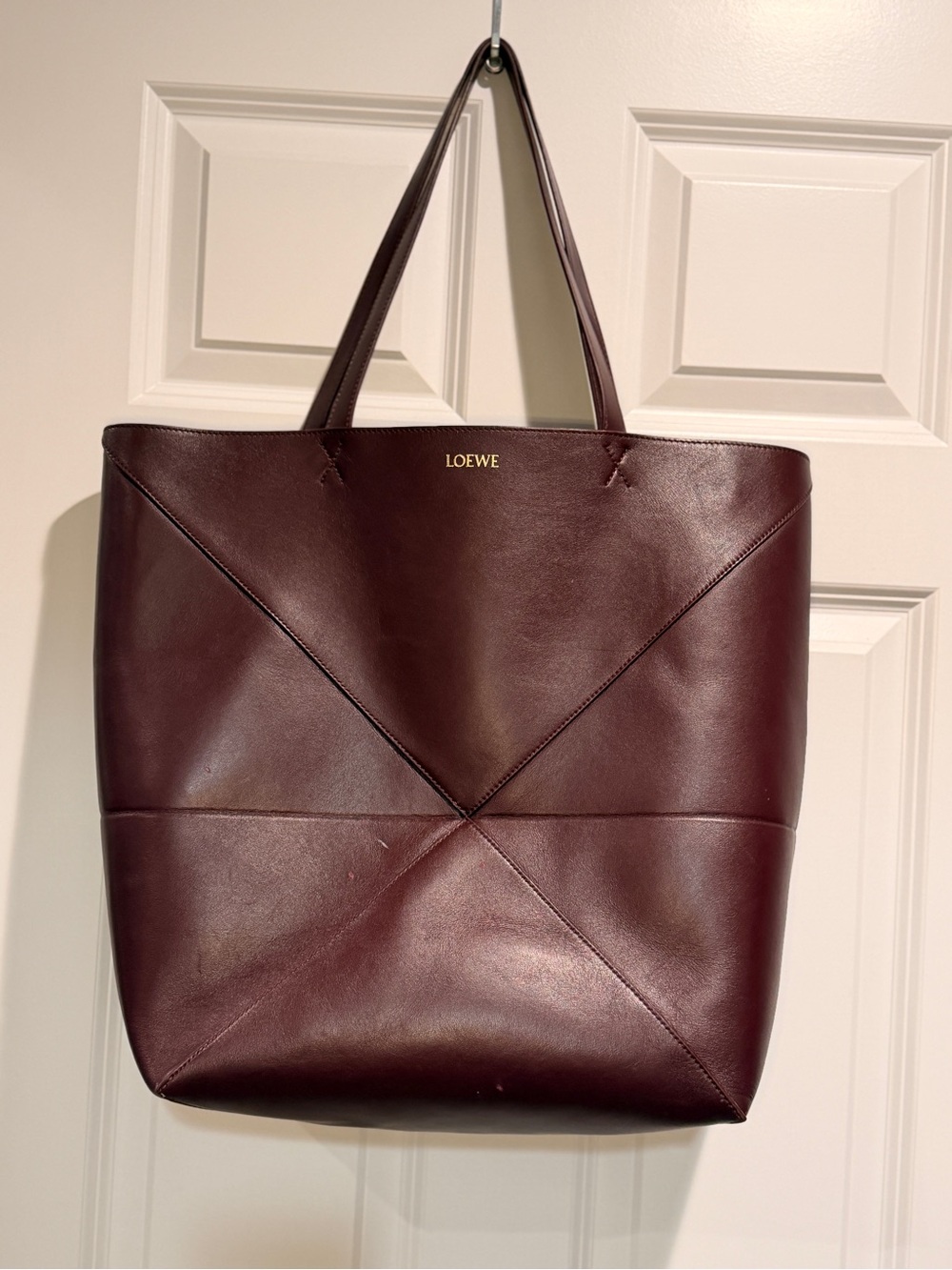 Loewe XL Burgundy Puzzle Leather Tote